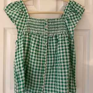 Old Navy Green Gingham Blouse